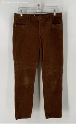 KUT From The Kloth Brown Cotton Blend Straight Leg Mid Rise Denim Womens Jeans 6 - Image 1 of 4