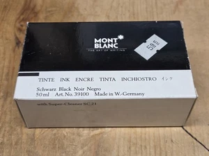 Vintage Montblanc Pen Tintenfass 50 ml schwarz (Nr. 39100) W.-Germany voll unbenutzt - Bild 1 von 5