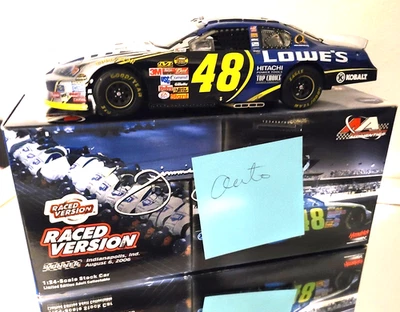 2006 JIMMIE JOHNSON #48 LOWE'S AUTOGRAPHED BRICKYARD RACED WIN CAR#98/420 WOW - Image 1 of 4