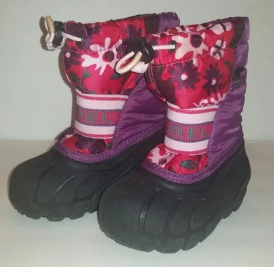 Sorel Niño Pequeño 7 Niñas Invierno Botas de Nieve Niños Púrpura Rosa Lluvia Aisladas Usadas 1x Foto 1 de 4