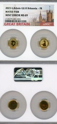 ER429 Very rare Mint error 2023 Great Britain Gold 10 Pound Britannia-Mated Pair - Image 1 of 4