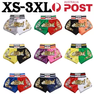 Men Boxing Muay Thai Shorts Breathable Trunks Fighting Training Gym Sports Pants - Picture 1 of 21