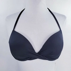 Shade & Shore Bikini Swim Top 34 B Cup Black Twist Front Light Lift Halter Style - Picture 1 of 12