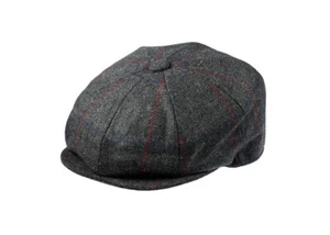 Christys’ 'Peaky Blinders' Mens 8 Piece Baker Boy Tweed Flat Cap XL New with Tag - Picture 1 of 6