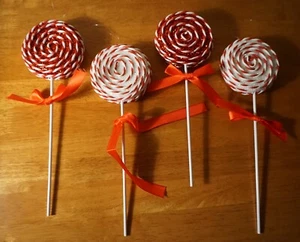 4 Large Christmas Candy Cane Lollipop Peppermint Ornaments Candies Tree Decor - Picture 1 of 5
