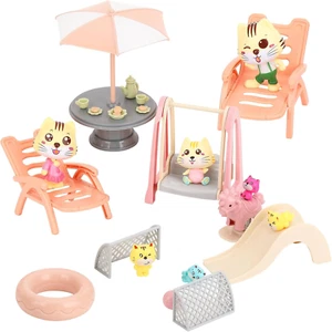 Cat Figures Playset Toddler Toy Interactive Kitten Role Play Set Realistic Cats - Picture 1 of 12