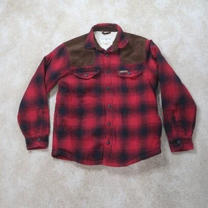 Field and Stream Flannel Shirt Jacket Men's small Fleece lined Red Plaid - Picture 1 of 11