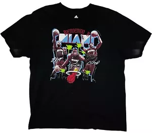 Adidas Miami Heat LeBron James Dwyane Wade Chris Bosh Big 3 Black Shirt; 2XL - Picture 1 of 7