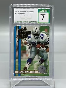 1990 Action PACKED #9 Emmitt Smith CSG 7 Rookie NM All-MADDEN Football CARD - Foto 1 di 3