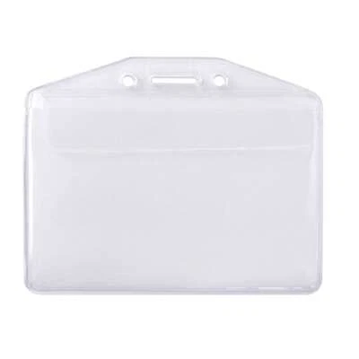 Clear Horizontal ID Badge Holder with Fold Over Flap - Soft, Flexible Vinyl - Image 1 of 4