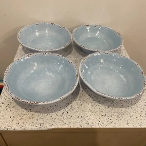 Set 4 ciotole da dessert Tommy Bahama 7" turchese crackle rustico melamina cereali - Foto 1 di 10