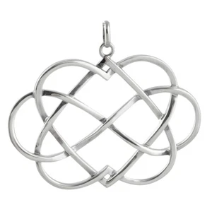 Infinity Double Heart Pendant - 925 Sterling Silver - Infinite Love Hearts NEW - Picture 1 of 3
