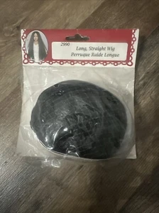 Fibre-Craft ~ BLACK, LONG STRAIGHT DOLL WIG for 11.5" Heads - New- Acrylic #2990 - Picture 1 of 3