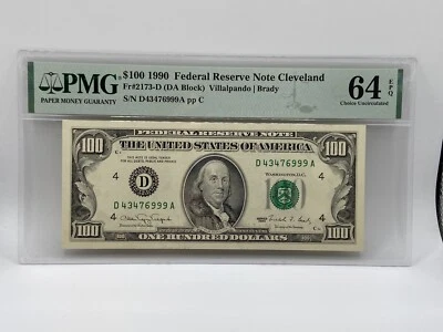 $100 1990 Federal Reserve Note. PMG 64 - Image 1 of 4