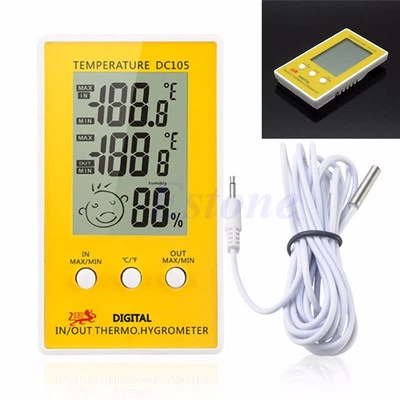 LCD Digital Thermometer Hygrometer DC105 indoor Outdoor Humidity Meter Thermo - Image 1 of 4