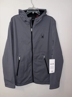 NUEVO CON ETIQUETAS PARA HOMBRES M MEDIANO SPYDER CREMALLERA COMPLETA SOFTSHELL CAPUCHA SUDADERA ABRIGO $149 Foto 1 de 4