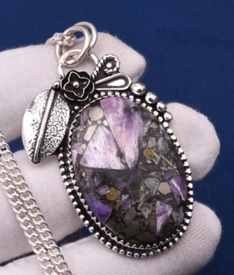 Kupfer Charoit Edelstein 925 Sterlingsilber Handarbeit Schmuck Anhänger 1,87 ... - Bild 1 von 4