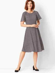 Talbots Black and White Geo-Print Fit and Flare Dress Ladies Size 10 - Picture 1 of 2