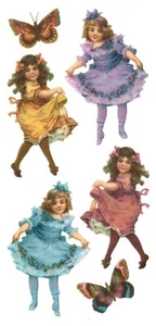 VIOLETTE CLEAR GEL STICKER - DANCING GIRLS & BUTTERFLIES - 7 3/4" x 3 3/4" - Bild 1 von 1