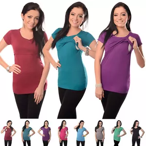 Purpless Maternity Nursing Short Comfortable Sleeved Top Breastfeeding 7020 - Picture 1 of 41