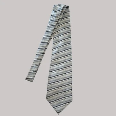 Salvatore Pellegrino 61" Mens Gray Black Silver Striped‎ 100% Silk Necktie Italy - Image 1 of 4