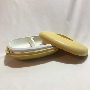 Tupperware 1275-5 Vegetable Rice Steamer Harvest Gold Lid & Divider 4 Pieces - Picture 1 of 13