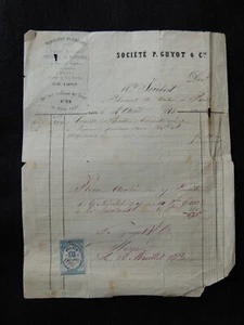 Ancienne facture Société Guyot Menuiserie de Voitures Fabricant Paris 1873 - Picture 1 of 1