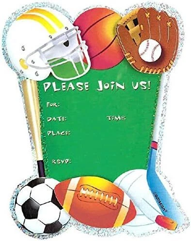 Game Day All Star Theme Sports Banquet Party Novelty Invitations w/Envelopes - Image 1 of 1