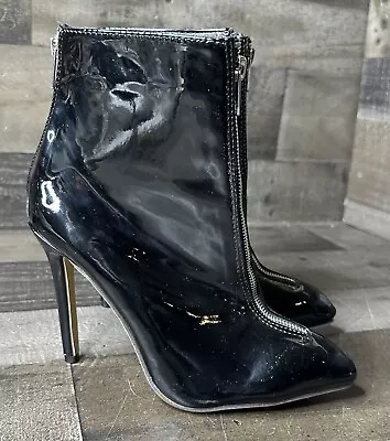 Black Patent  Leather  Ankle Stiletto Boots Size 41 - Image 1 of 4