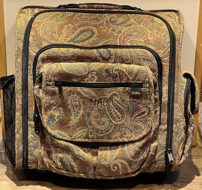 Maleta de mano con ruedas LL Bean de colección 16" equipaje tapiz cachemir bolsa de viaje Foto 1 de 4