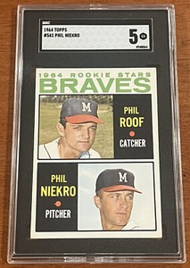 1964 Topps #541 Braves Rookie Stars - Phil Niekro / Phil Roof - Graded SGC 5