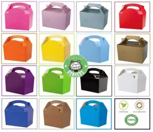 Cajas de fiesta de colores lisos niños comida almuerzo regalo caja de cumpleaños bolsas - Imagen 1 de 24