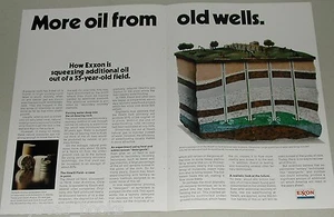 1974 EXXON Oil 2-page advertisement, oil from old wells Hewitt OKLA pro fracking - Imagen 1 de 3