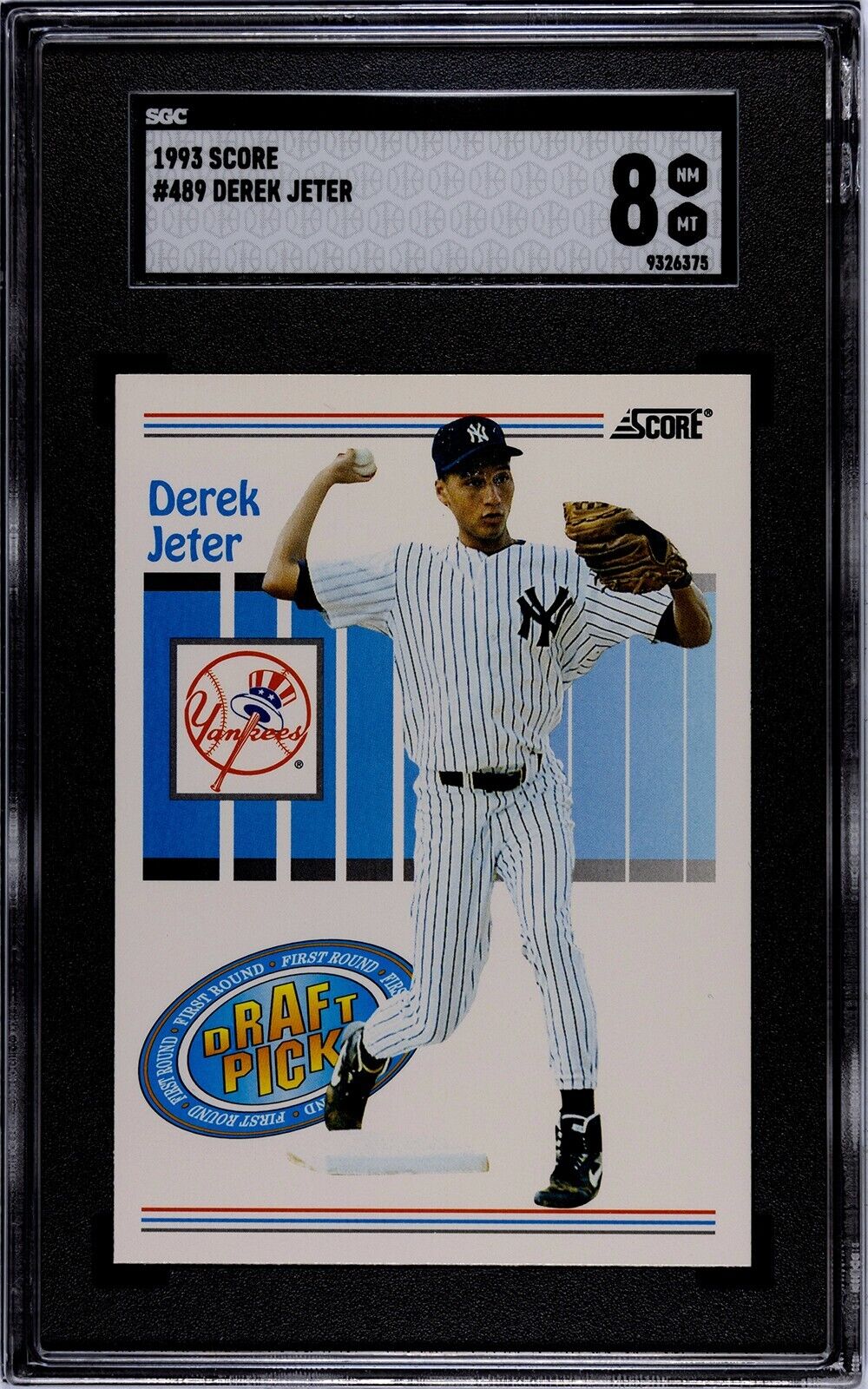 Derek Jeter RC Rookie Card #489 SGC 8 NM-MT New York Yankees 1993 Score