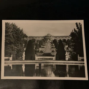 Vintage Schloss Sanssouci Die Terrassen Deutschland schwarz & weiß RPPC - Bild 1 von 3