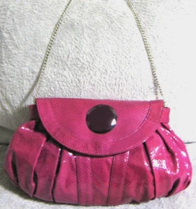 Neu mit Etikett Chi by CARLOS FALCHI rosa magentageprägte Python-Ledertasche Abendtasche - Bild 1 von 4