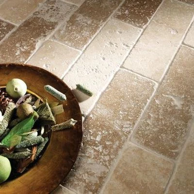 NOCE WALNUT TRAVERTINE UNFILLED & TUMBLED TILES 150 x 150 mm  £49.99 PER SQM - Image 1 of 3