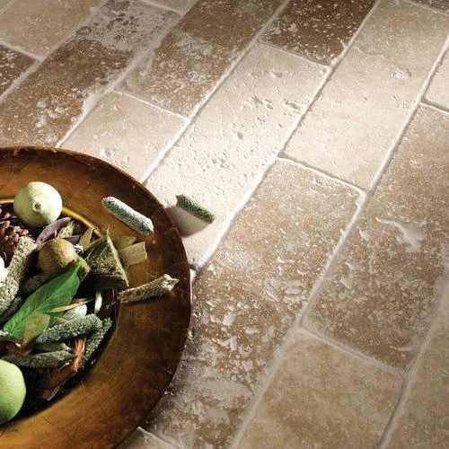 NOCE WALNUT TRAVERTINE UNFILLED & TUMBLED TILES 100X100 X 10mm  £49.99 PER SQM - Image 1 of 3