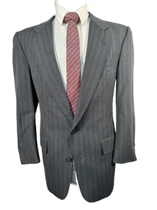 CHRISTIAN DIOR Mens Gray Pinstripe Wool CLASSIC Sport Coat Blazer Jacket 40S - Picture 1 of 8