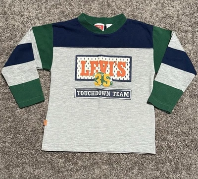 复古 90 年代 Little Levi’s 学步儿童长袖衬衫足球色块尺寸 5T — 第 1/4 张图片