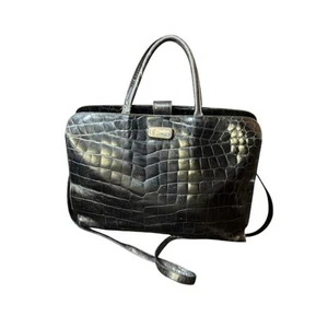 Furla Umhängetasche schwarz Kroko-Prägung Lackleder hergestellt in Italien (wie besehen) - Bild 1 von 10