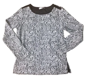 Natori Knit Jacquard Top in White and Black size Medium - Picture 1 of 1