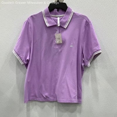 NUEVO CON ETIQUETAS Fabletics Mujer Polo Cuello Piqué Manga Corta Púrpura Talla XXL Foto 1 de 4