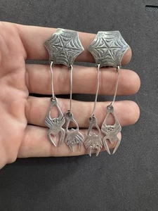 20.8g VTG Sterling Silver 925 Spider Drop Clip On Earrings Jewelry lot A - Picture 1 of 8