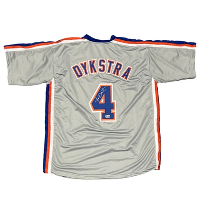 Camiseta personalizada firmada por Lenny Dykstra de los Mets de Nueva York Beckett Witness certificado de autenticidad BAS Foto 1 de 3