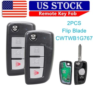 2 Replacement For  2014 - 2020 Nissan Rogue 3BTN Remote Flip Key Fob CWTWB1G767 - Picture 1 of 8