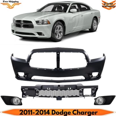Front Bumper Cover Fascia & Lower Grille Kit For 2011-2014 Dodge Charger Foto 1 de 4