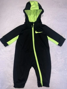 Nike Baby Boy Hooded Coverall Black & Volt Therma DRI-FIT Just Do It Size 3M - Picture 1 of 8