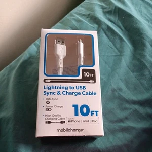 Mobilcharge 10 FT Lightening To USB Cable For iPhone, iPad, iPod - Photo 1 sur 2