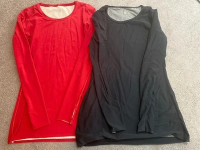 Lululemon Womens Long Sleeve Double Layer Reversible Thumb Holes Red/Black Shirt - Image 1 of 4